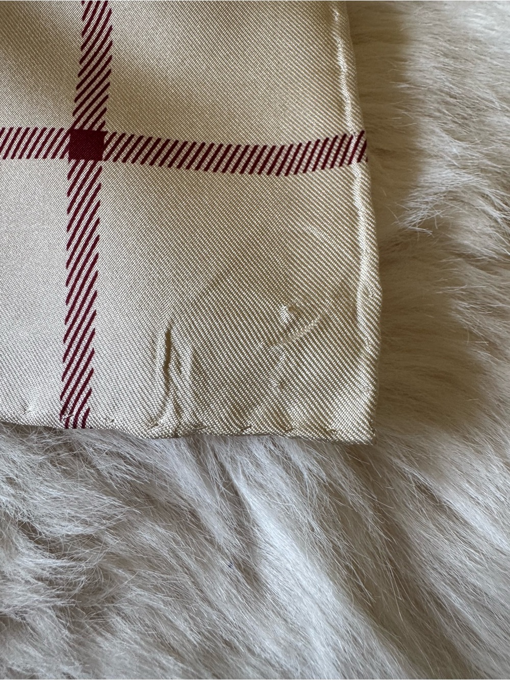 Burberry Beige Plaid Silk Square Scarf - Picture 7 of 16